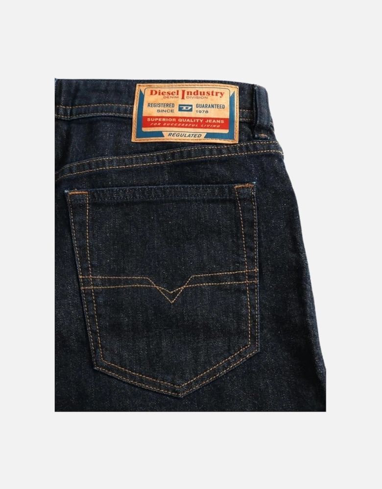 Buster-X Brown Badge Tapered Fit Dark Blue Jeans