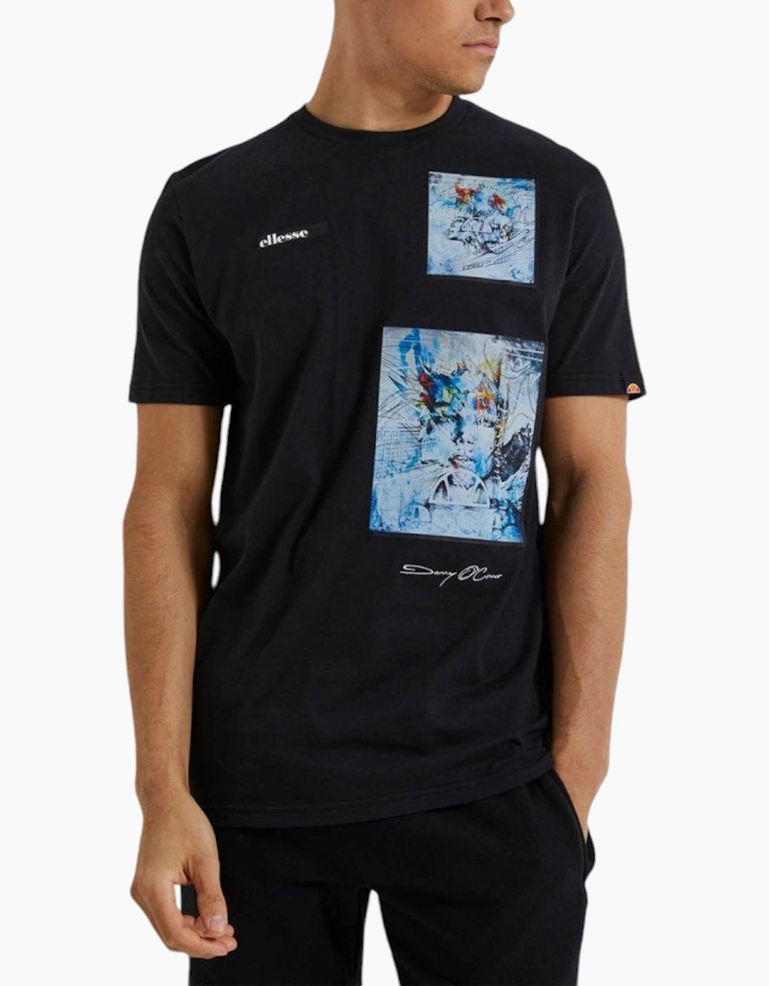 Ellesse Men's Black Passione T Shirts Crew Neck Short Sleeve Casual Summer Cotton Tee - Size: 38
