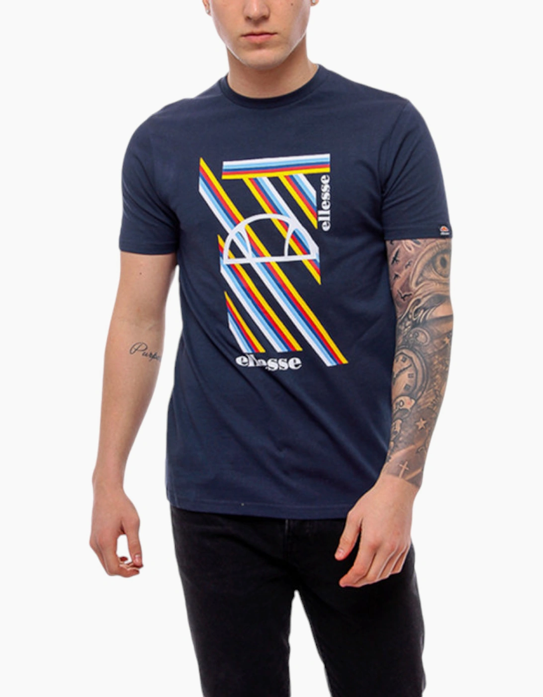 Ellesse Men's Navy Marotta T Shirt Crew Neck Casual Short Sleeve Top Summer Cotton Tee - Size: 38