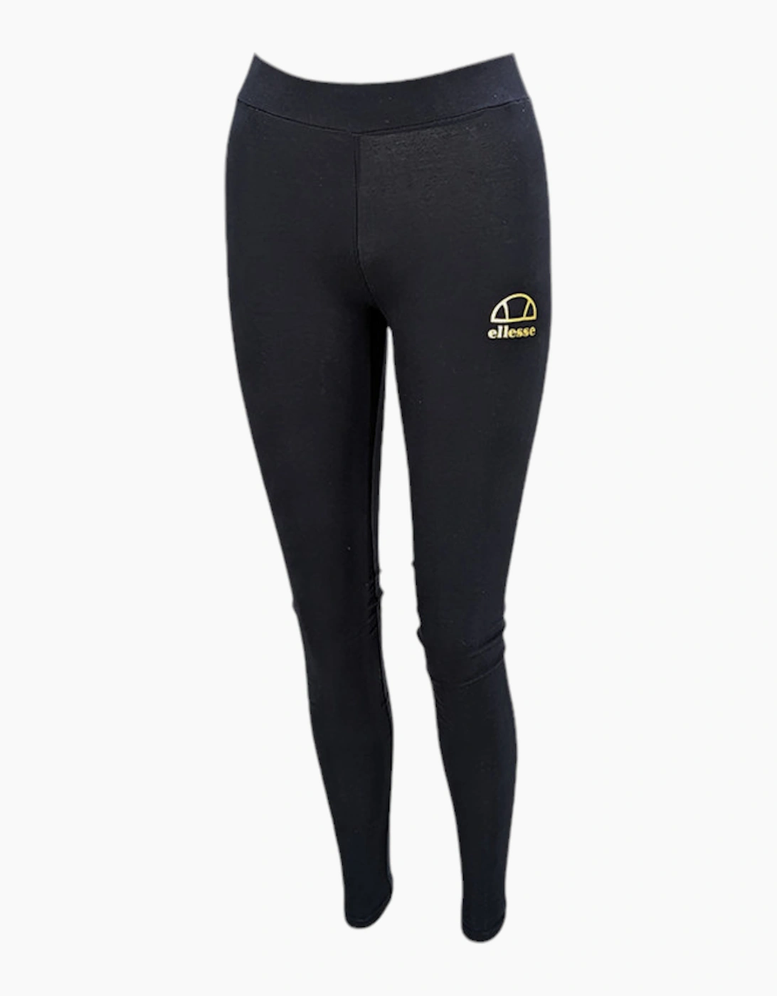 Women's ELLESSE Womens Leggings Ladies Workout Gym Stretch Yoga Tape Panel Sportswear - Black/Gold - Size: 12