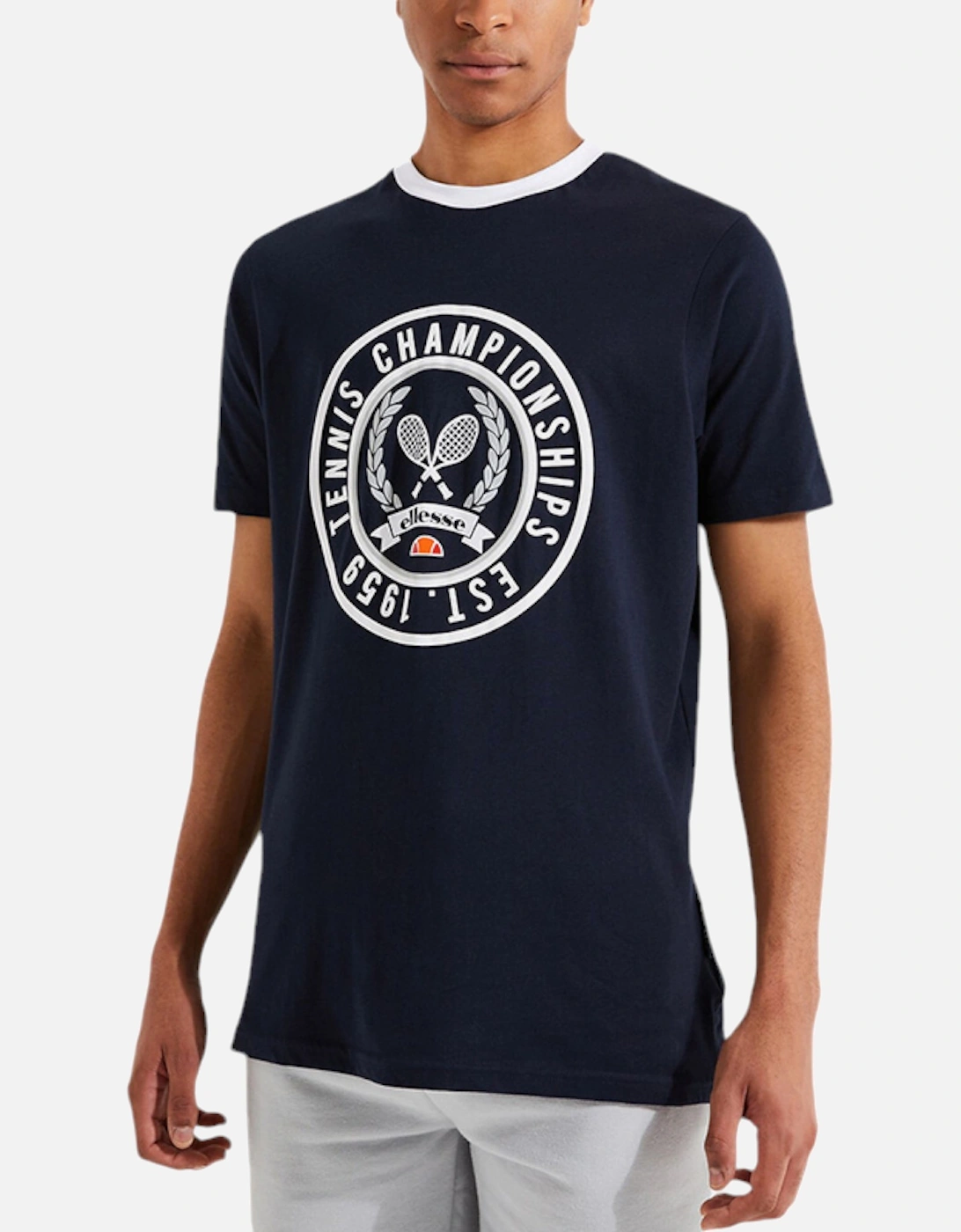 Ellesse Men's Navy Segna T Shirts Crew Neck Short Sleeve Cotton Summer Holiday Tee New - Size: 38