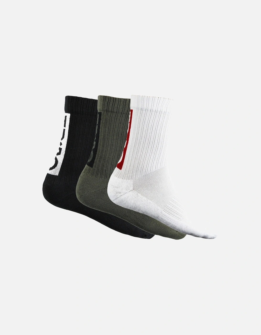 3-Pack Back Logo Socks, Black/Khaki/White, 10 of 9