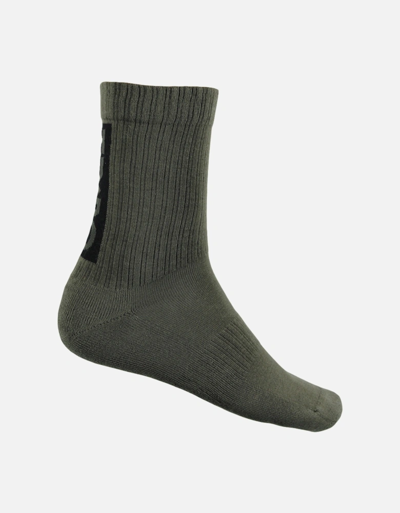 3-Pack Back Logo Socks, Black/Khaki/White