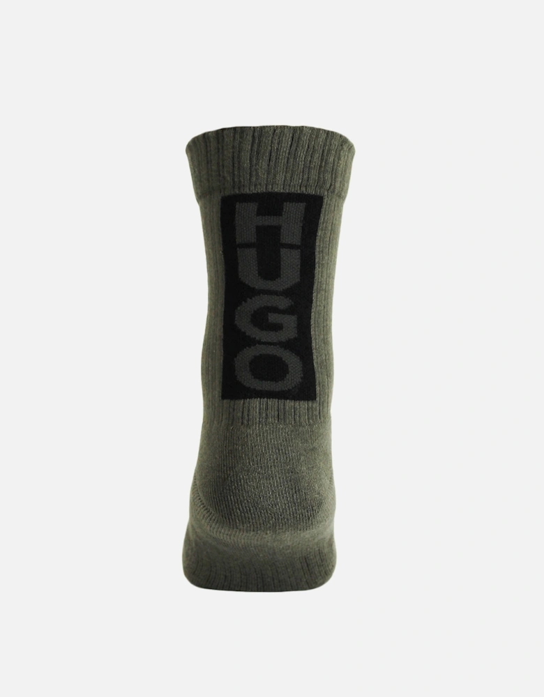 3-Pack Back Logo Socks, Black/Khaki/White