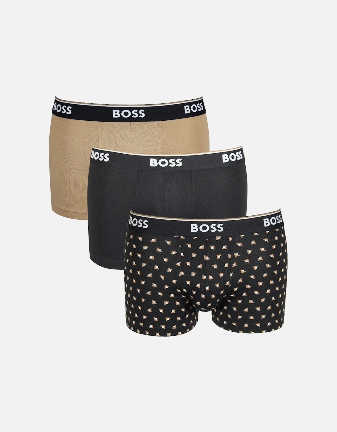 3-Pack Power Boxer Trunks, Black/Beige, 7 of 6