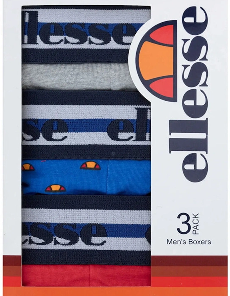 Ellesse Mens Boxers Cotton 3 Pack Red Blue Grey Boxers Briefs Trunks Underwear
