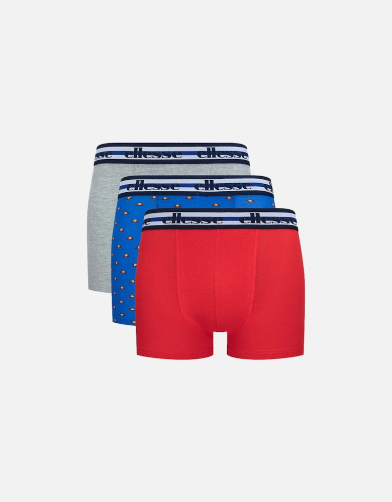 Ellesse Mens Boxers Cotton 3 Pack Red Blue Grey Boxers Briefs Trunks Underwear