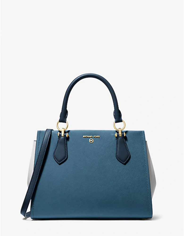 Marilyn Medium Color-Block Saffiano Leather Satchel