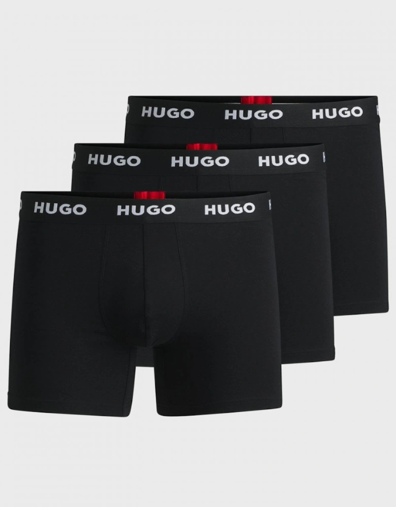 HUGO Mens Three-Pack of Stretch-Cotton Boxer Briefs with Logo Waistbands NOS