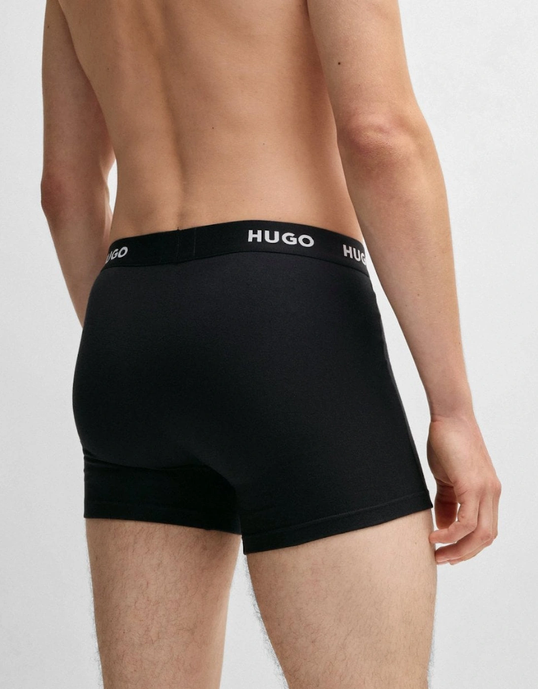 HUGO Mens Three-Pack of Stretch-Cotton Boxer Briefs with Logo Waistbands NOS