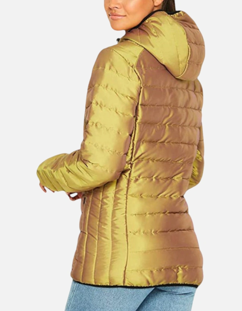 ELLESSE LEXUS SGY05671 Womens Puffer Jacket Quilted Hooded Padded Coat Gold