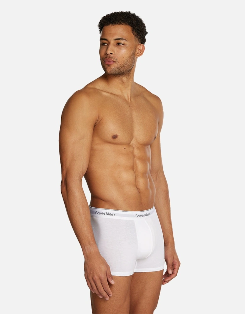 3-Pack Modern Cotton Boxer Trunks, White