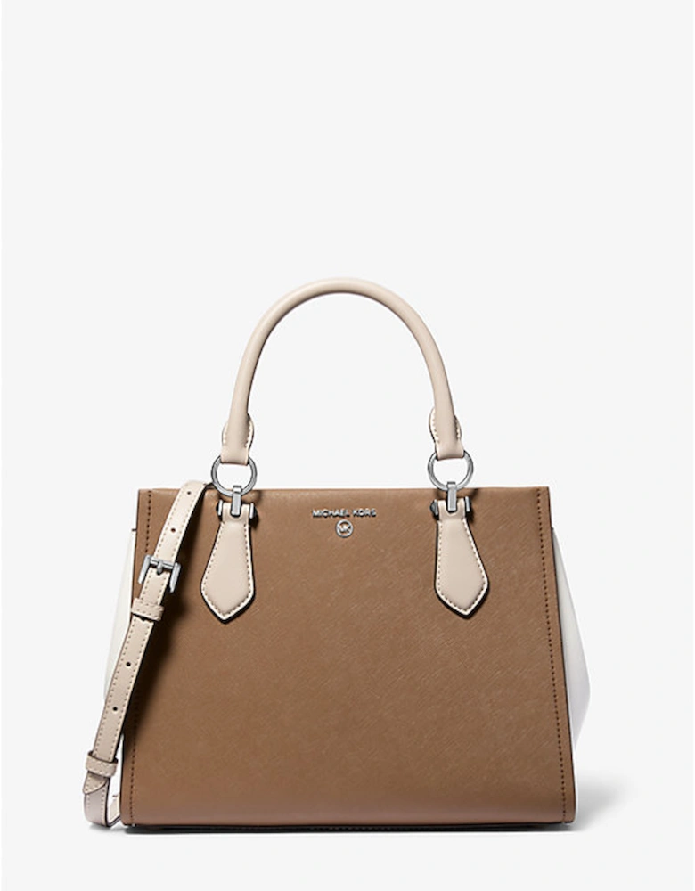 Marilyn Medium Color-Block Saffiano Leather Satchel