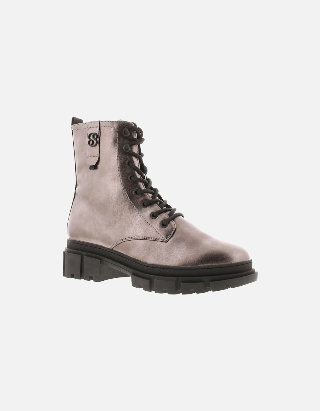 S Oliver Womens Boots Ankle Olive Lace Up and Zip silver UK Size, 6 of 5