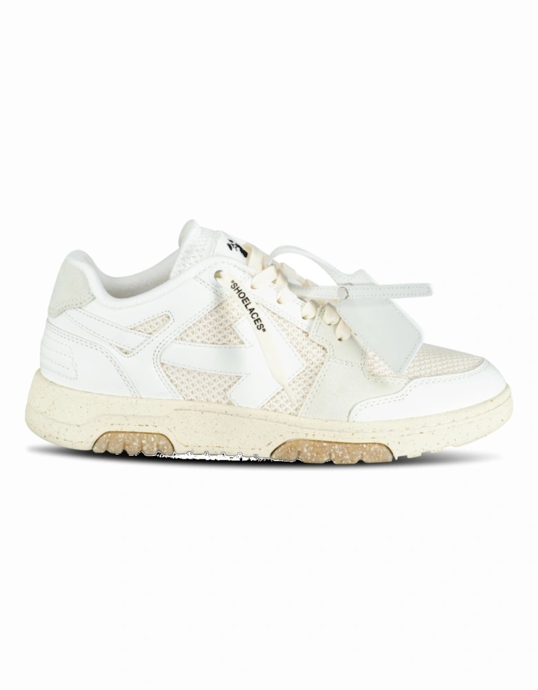 Out Of Office Calf Leather & Mesh Trainer White & Cream (Defect)