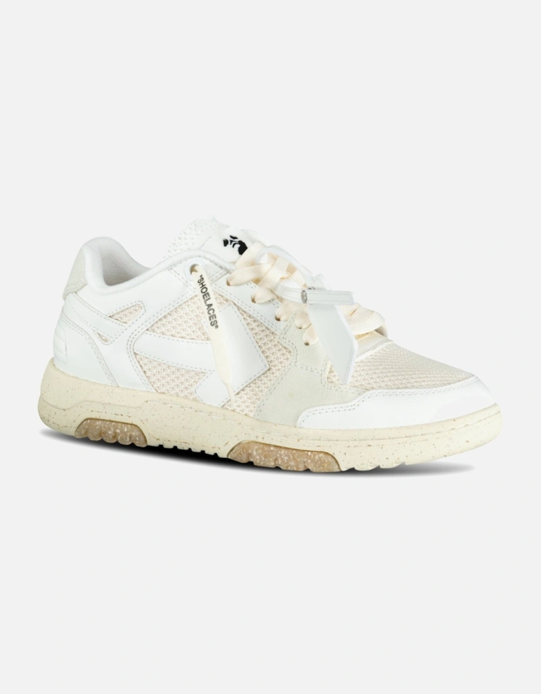 Out Of Office Calf Leather & Mesh Trainer White & Cream (Defect)