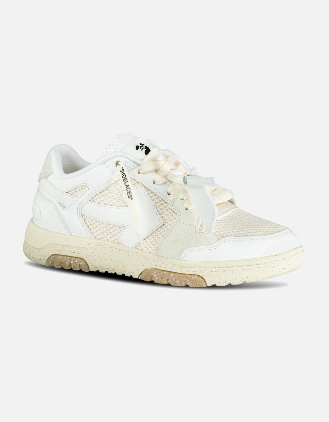Out Of Office Calf Leather & Mesh Trainer White & Cream (Defect)