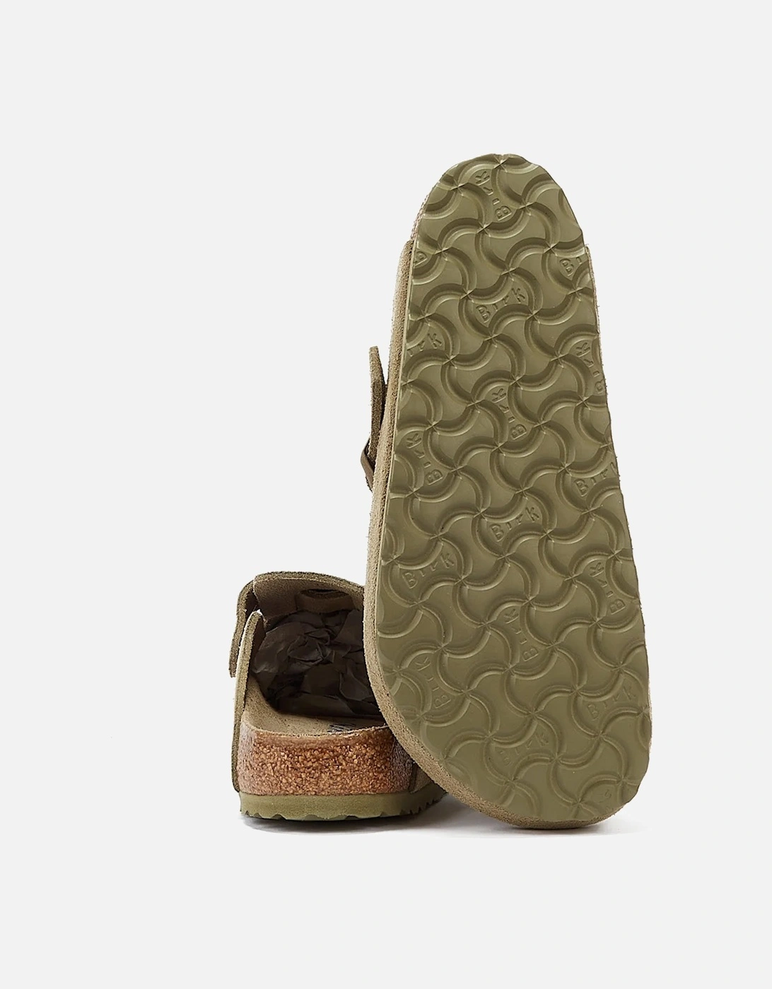 Khaki Suede Faded Grey Clogs