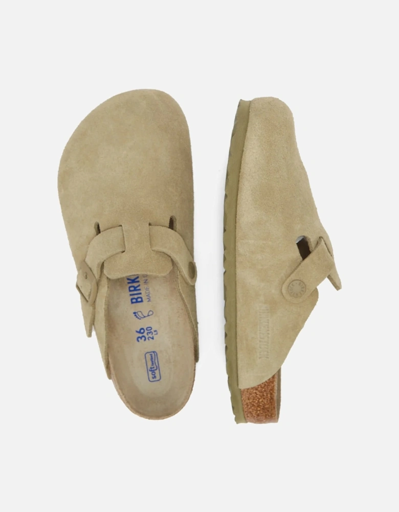 Khaki Suede Faded Grey Clogs