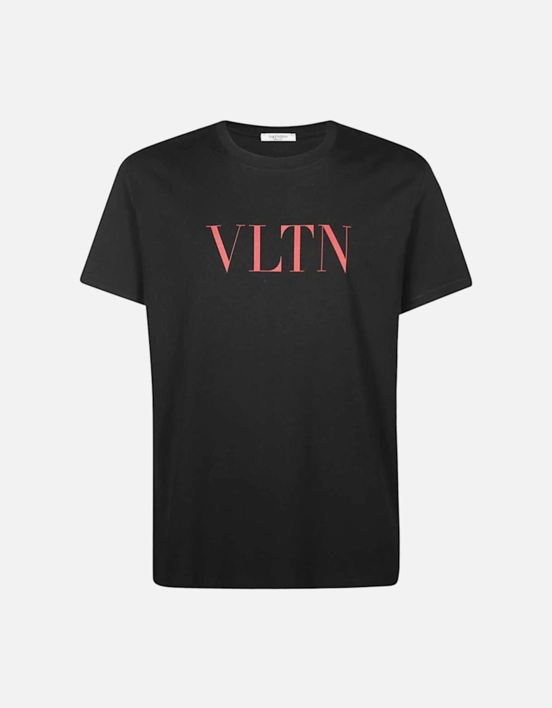 Red Vltn Print Logo Black T Shirt