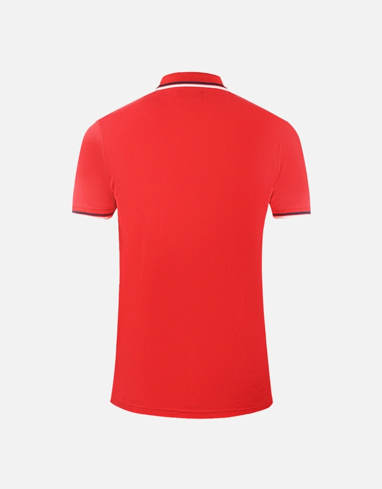 Twin Tipped Collar Brand Logo Red Polo Shirt