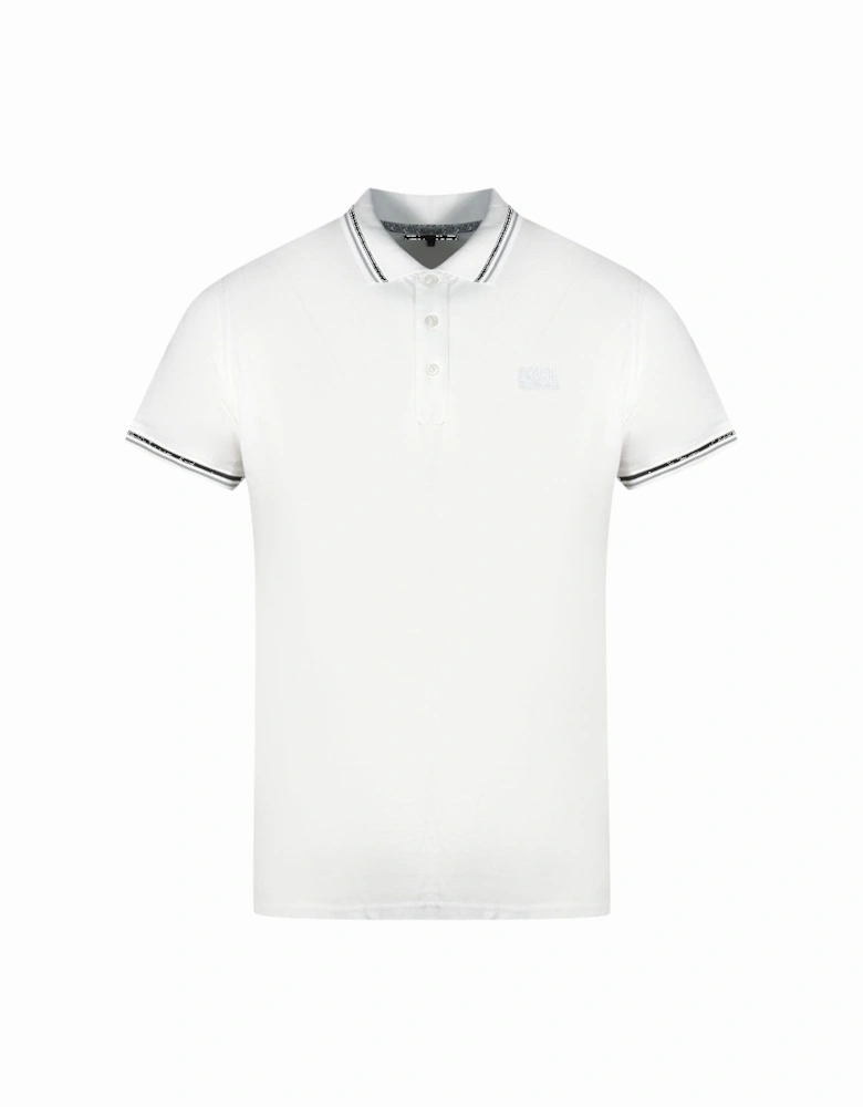 Cavalli Class Twinned Tipped Collar White Polo Shirt