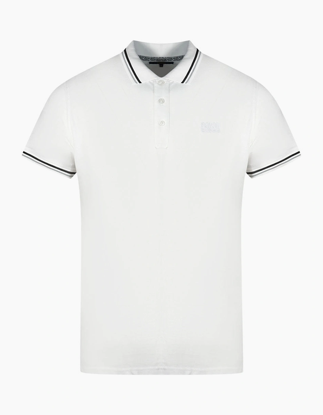 Roberto Cavalli Men's White Cavalli Class Twinned Tipped Collar Polo Shirt - : 42 Xl