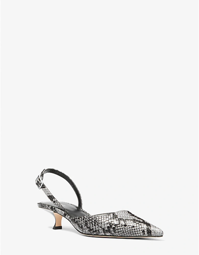 Luna Snake Embossed Leather Slingback Kitten Pump