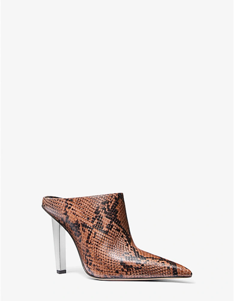 Halle Snake Embossed Leather Mule Pump