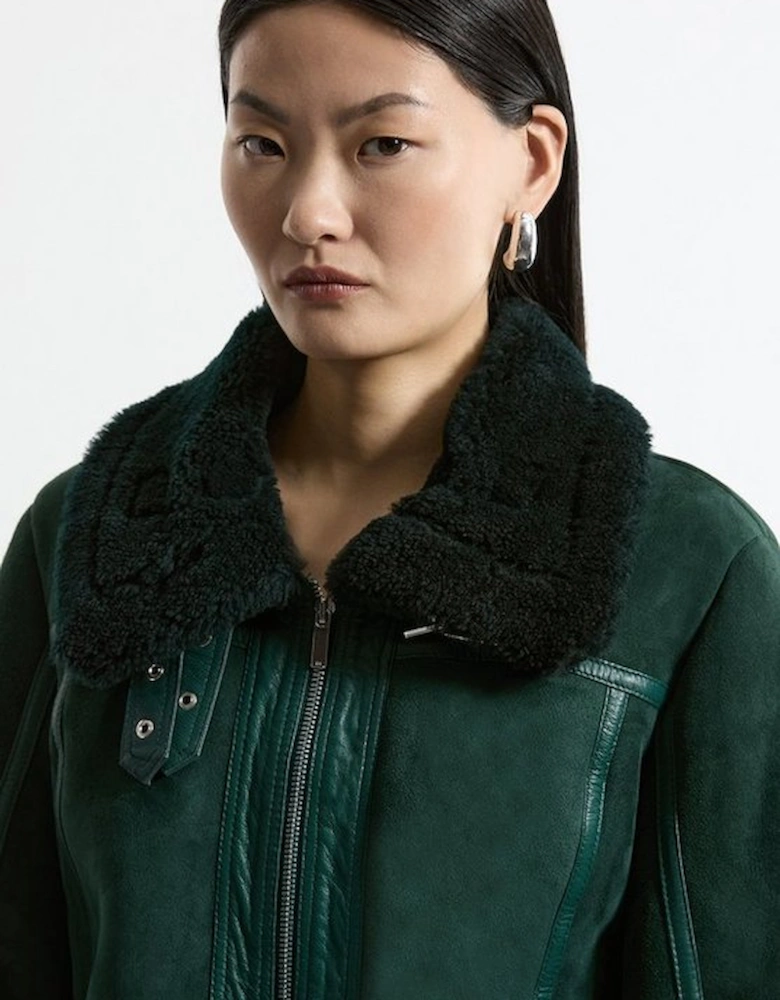 Shearling Crop Aviator Jacket