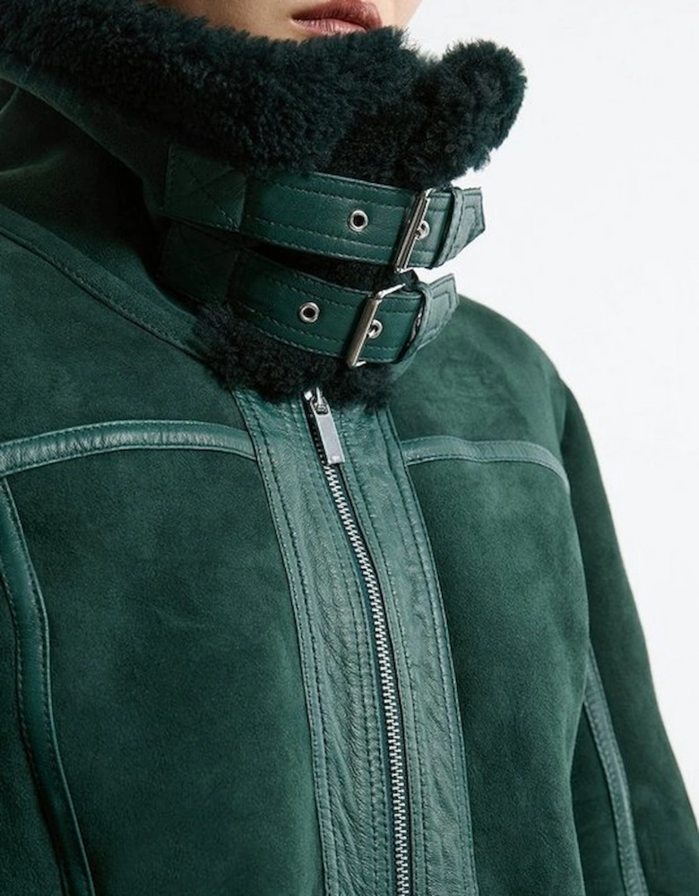 Shearling Crop Aviator Jacket