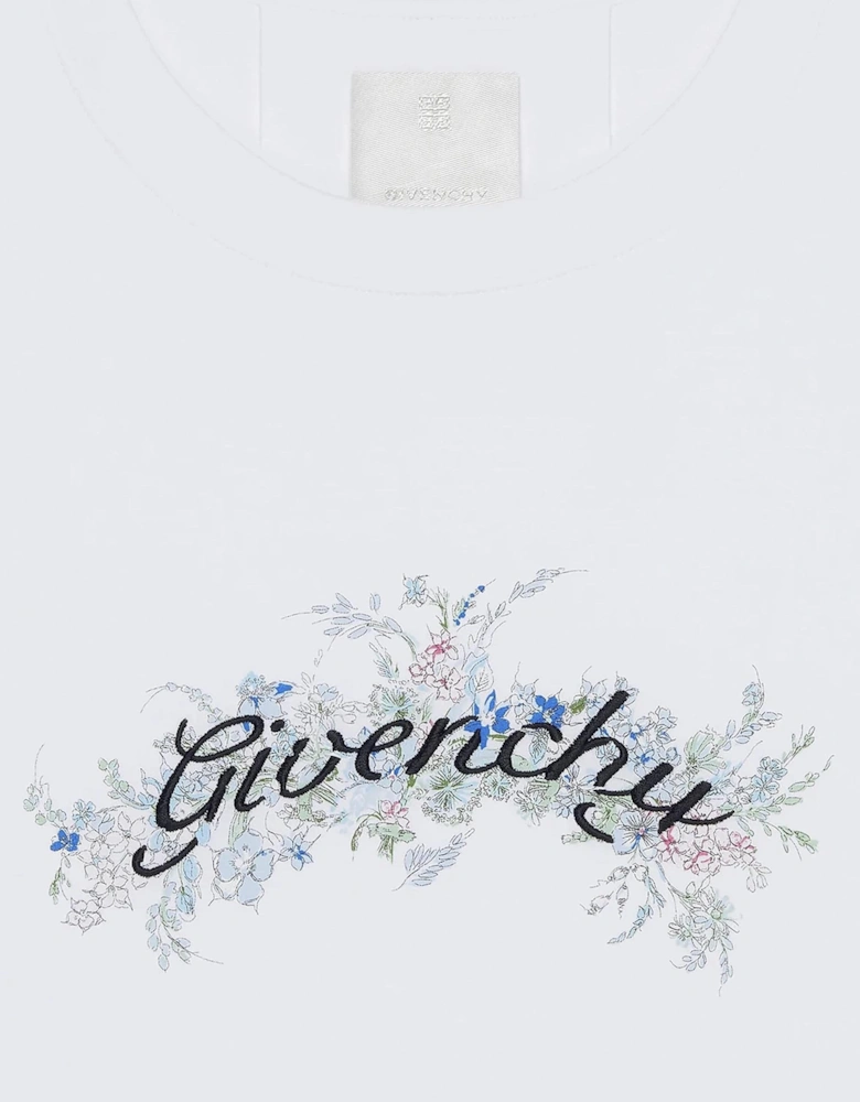 Floral Print Cotton T-shirt White