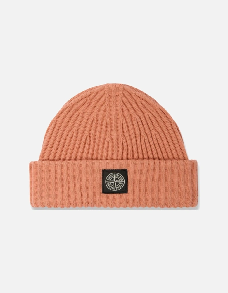 Knitted Compass Patch Hat Orange