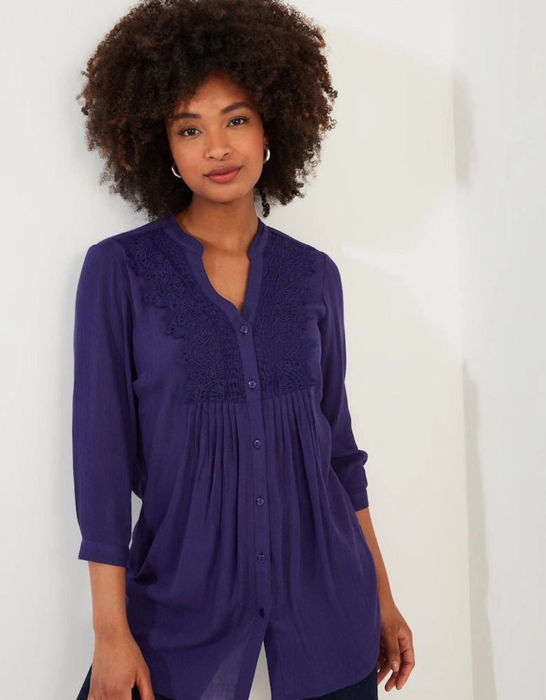 Lovely Lace Trim Blouse - Purple