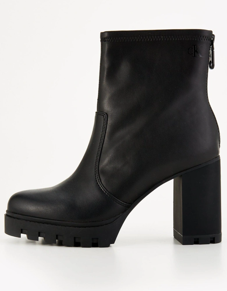 Platform Heeled Boots - Black