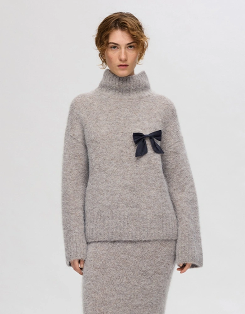 Femme Gabella Long Sleeve High Neck Pullover Steel Grey