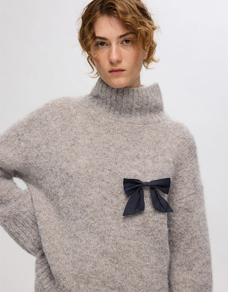 Femme Gabella Long Sleeve High Neck Pullover Steel Grey