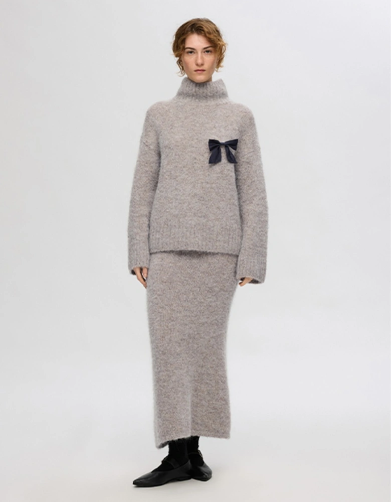 Femme Gabella Long Sleeve High Neck Pullover Steel Grey