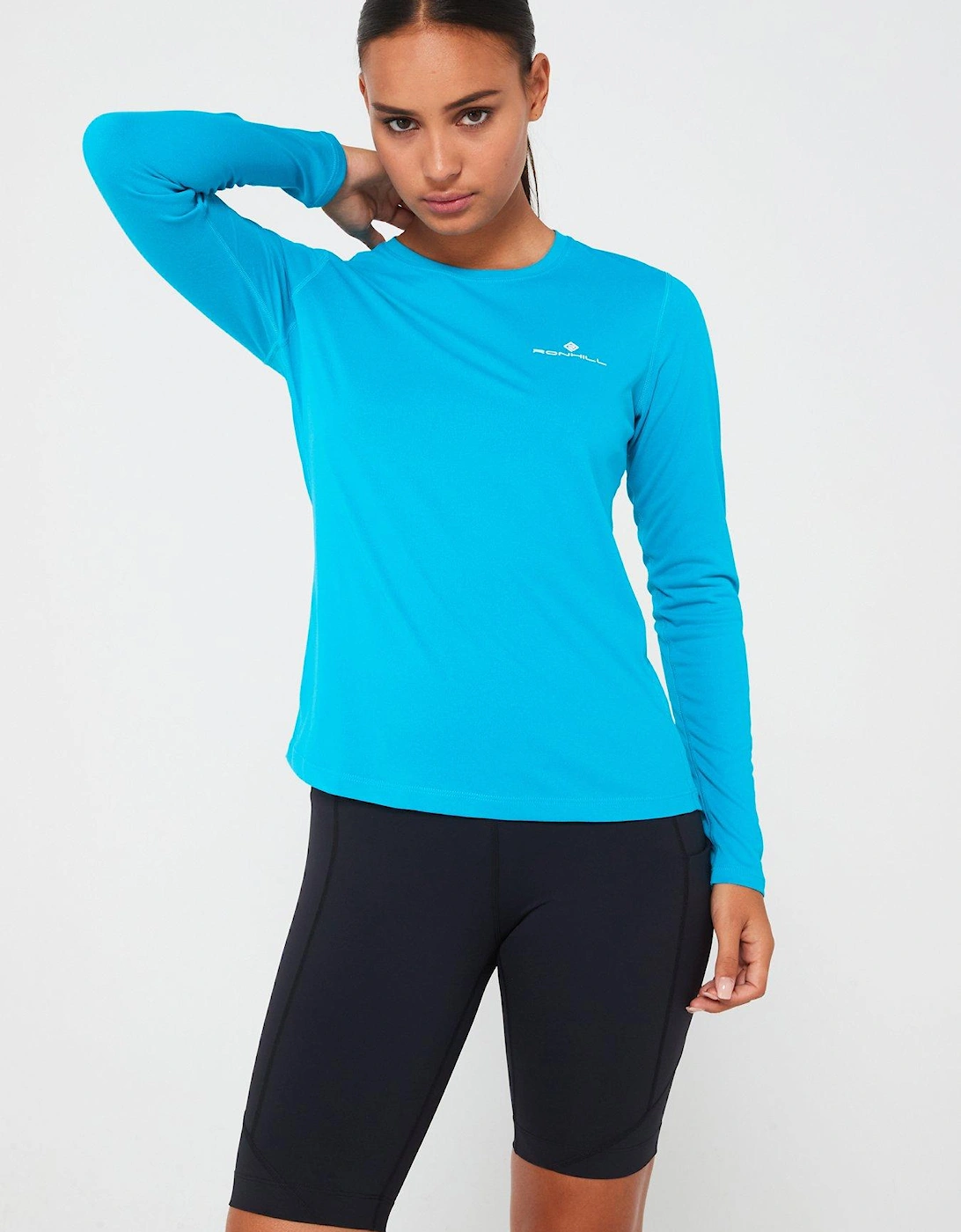 Womens Core Long Sleeve Running Tee -blue/white, 5 of 4