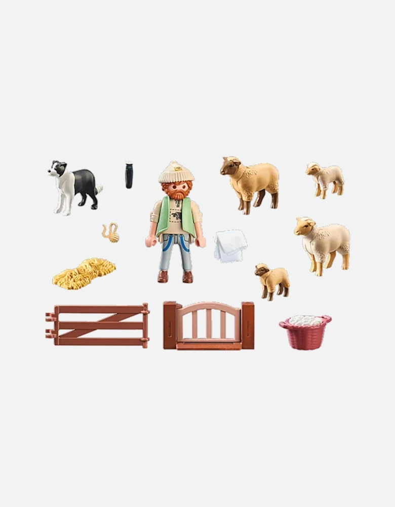 71444 Country: Young Shepherd with Flock of Sheep