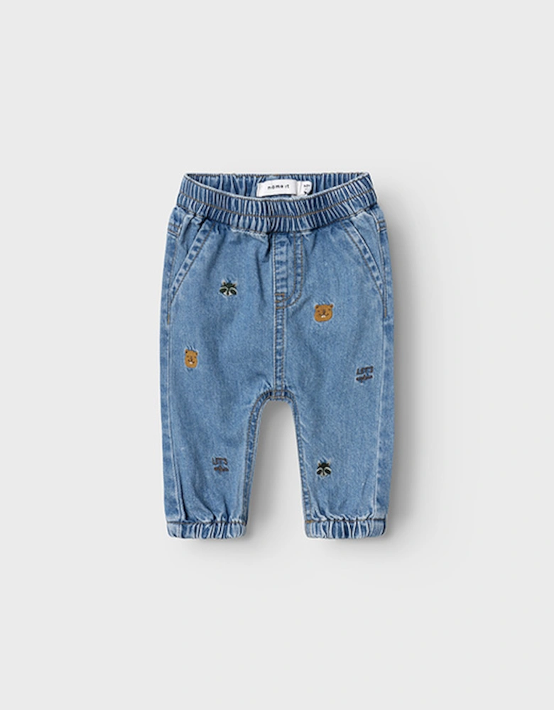 Baby Ben U-Shape Embroidered Jeans Medium Blue Denim