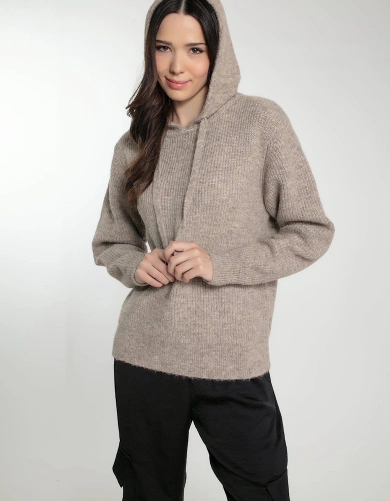 NORWOOD KNITTED HOODIE IN MINK