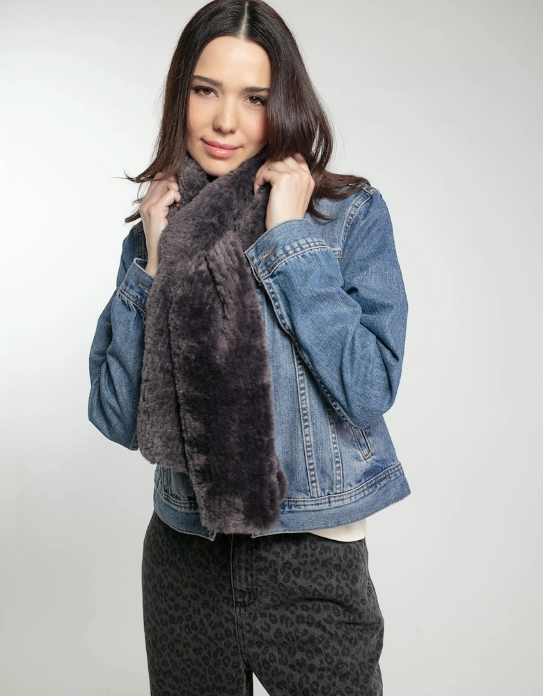 RIVINGTON FAUX FUR SCARF CHARCOAL