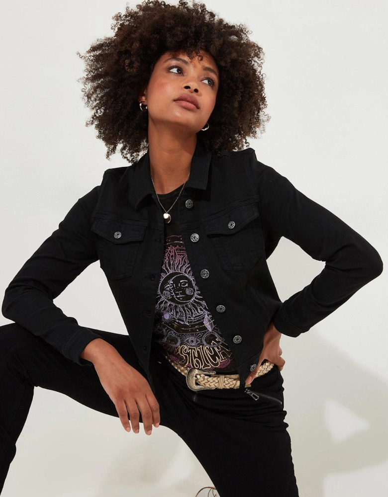 Black Embellished Denim Jacket