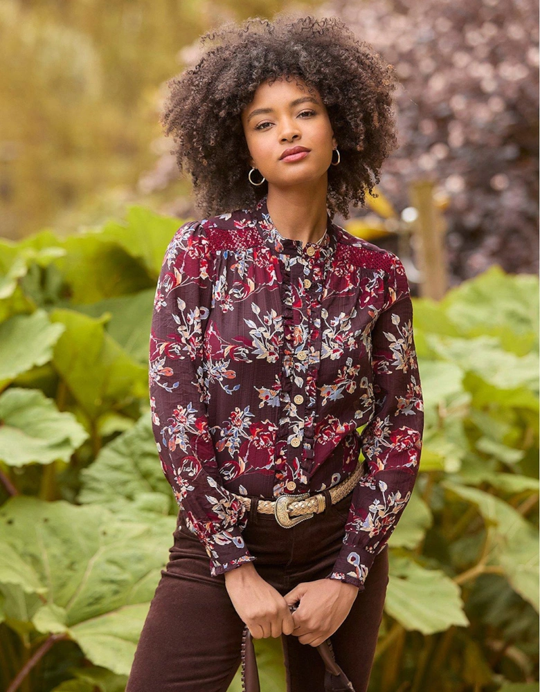 Floral Blouse And Cami -purple