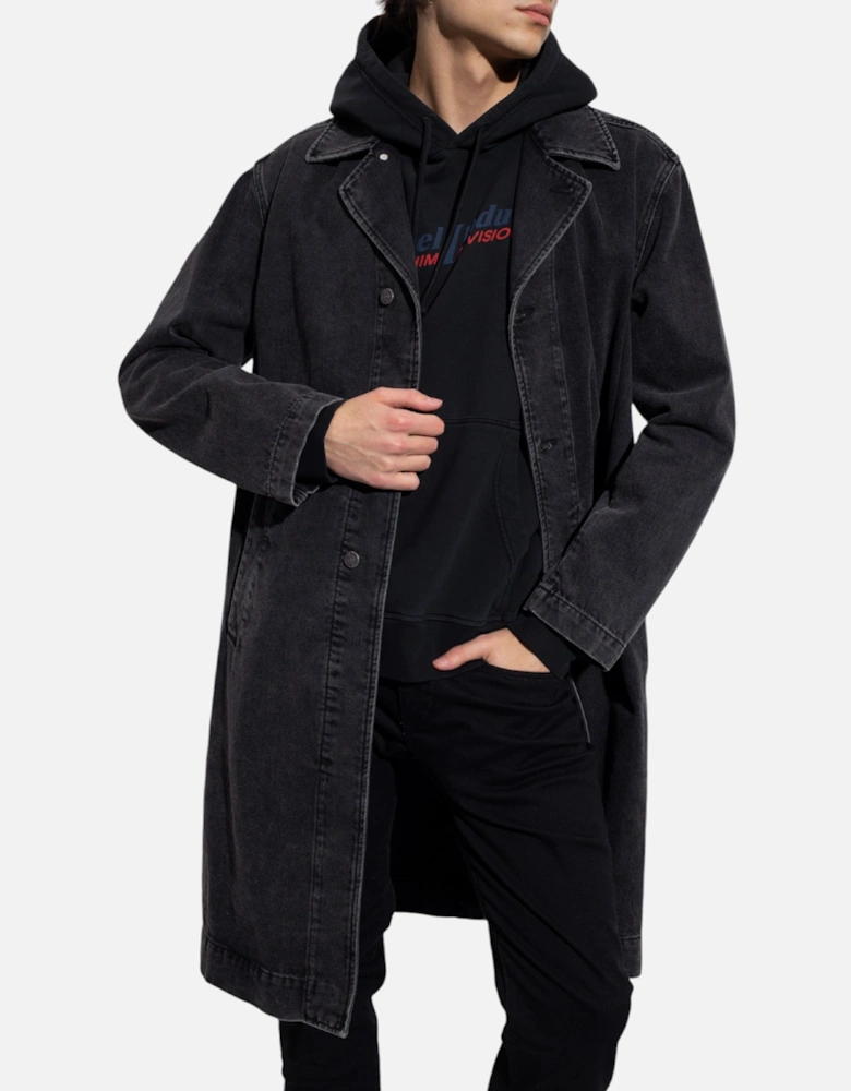 D ROKU GIACCA 09B88 Mens Denim Jacket Loose Fit Knee Length Trench Coat