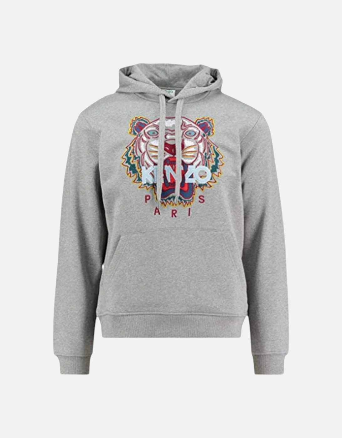 Men's KENZO SWEAT Mens Hoodie Jumper Pullover Long Hooded Sweatshirt Tiger Print Grey - Grey/Grey - Size: 38
