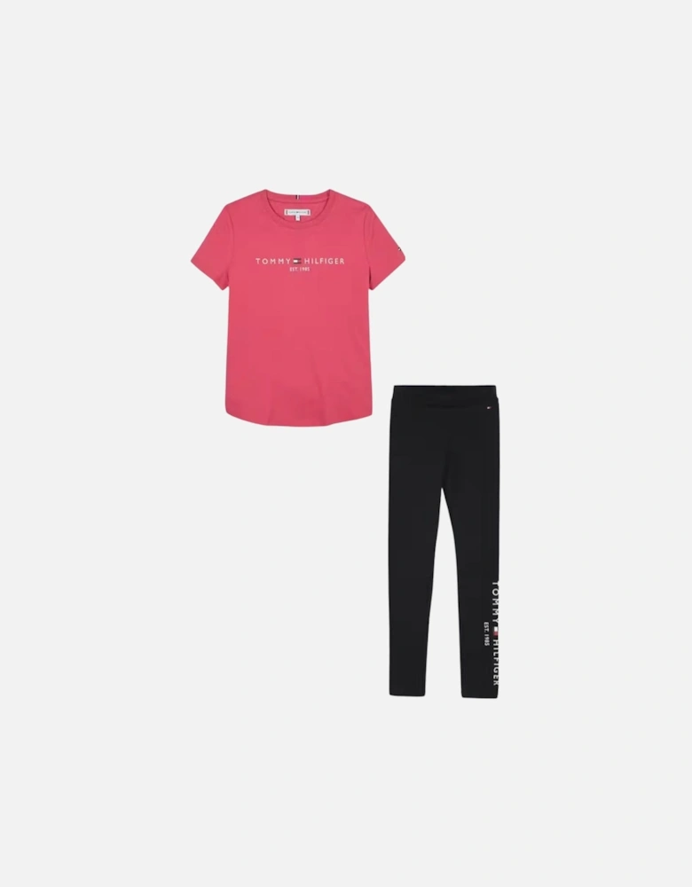 Tommy leggings set pink & black