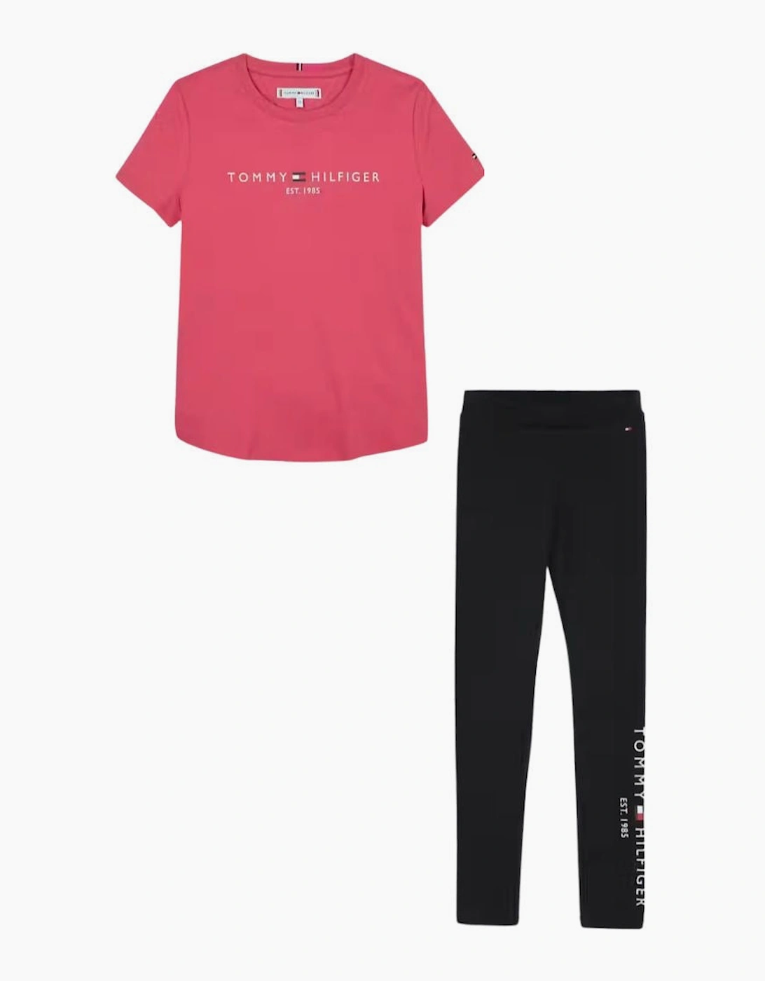 Girl's Tommy leggings set pink & black