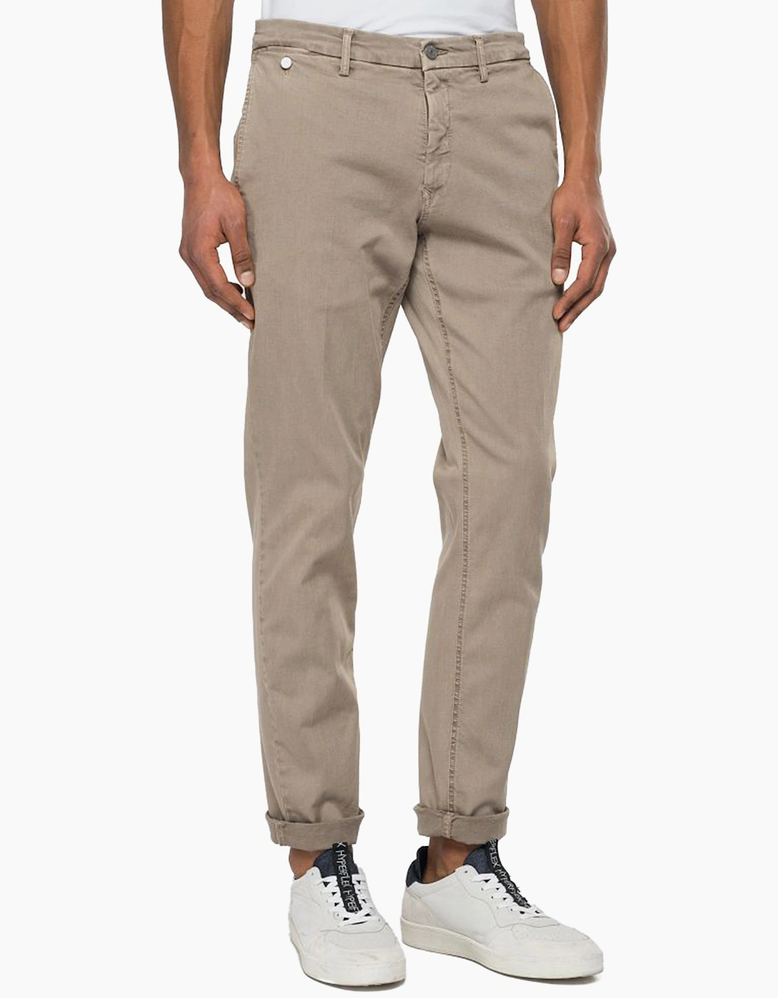 Replay Hyperflex Benni Colour Edition Chino Pants - Cream/Brown - Size, 34/32